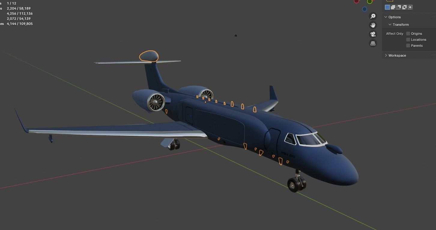 Gulfstream G550 CAEW a Special Missions Aircraft - SKY GUARDIAN Low-poly 3D model_35