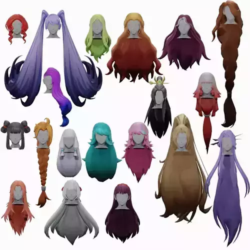 20 STYLIZED FEMALE HAIR MODELS PACK 3