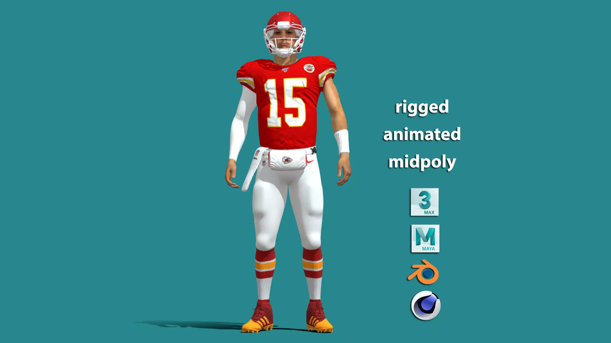 3D rigged Patrick Mahomes NFL 3D model_0