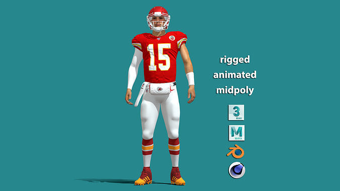 3D rigged Patrick Mahomes NFL 3D model