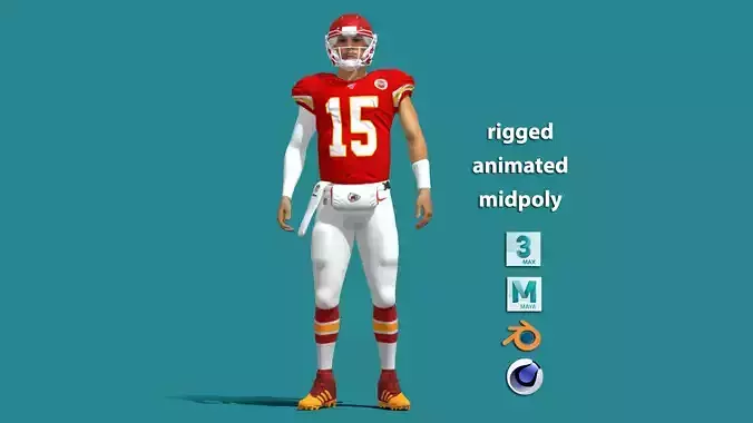 3D rigged Patrick Mahomes NFL 3D model