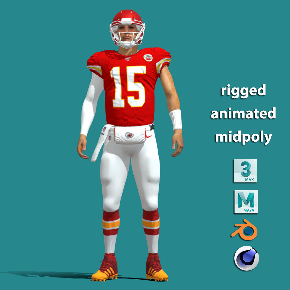 3D rigged Patrick Mahomes NFL 3D model_1