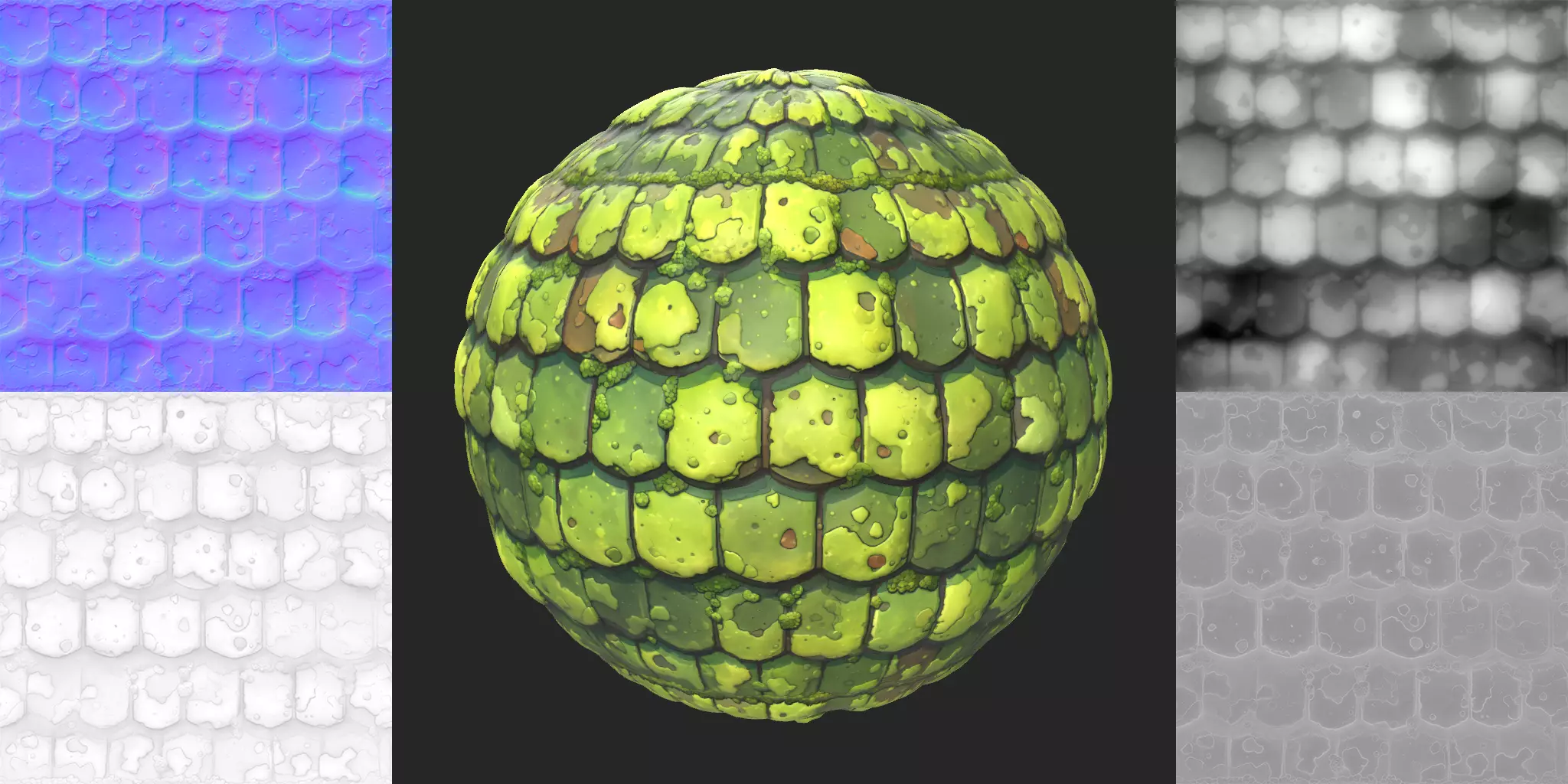 2d Hand Painted Green Wooden Roof 1 Texture_0