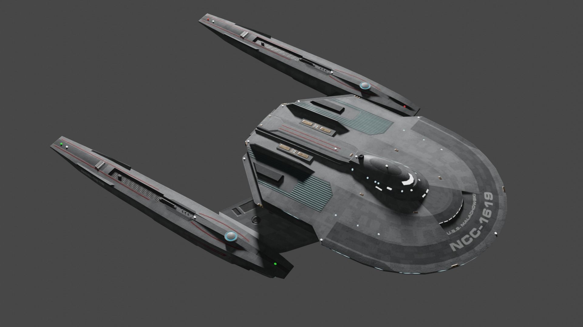 Star Trek Malachowski-Class Starship Low-poly 3D model_7