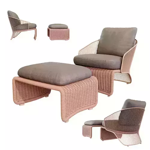 Capitone Armchair with Pouf