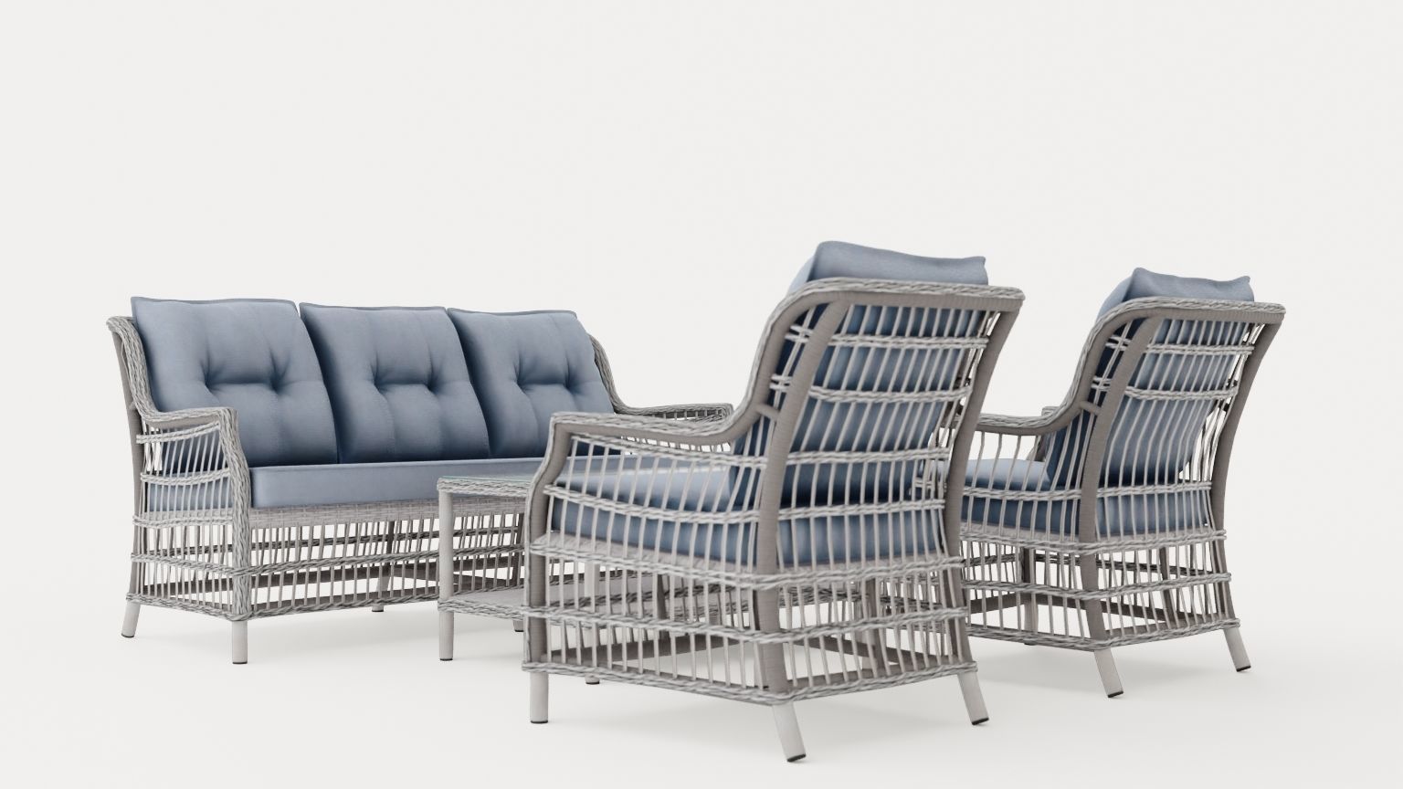 New England sofa set Low-poly 3D model_1