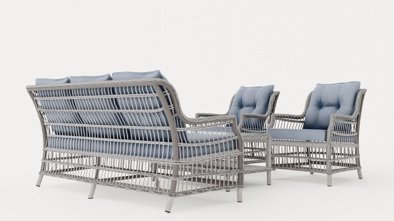 New England sofa set Low-poly 3D model_3