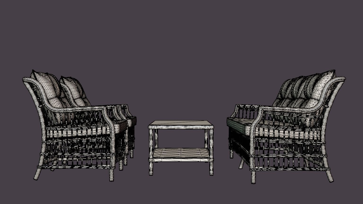 New England sofa set Low-poly 3D model_7