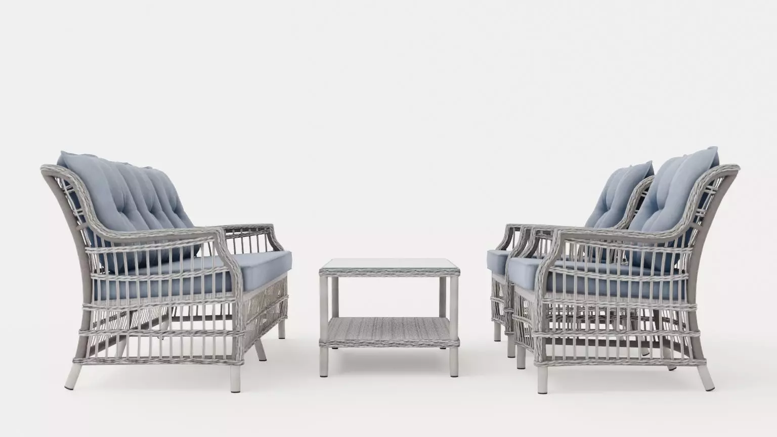 New England sofa set Low-poly 3D model_0