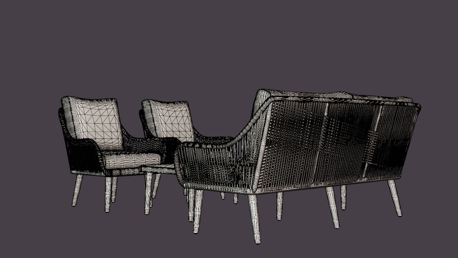 Fargo sofa set Low-poly 3D model_6