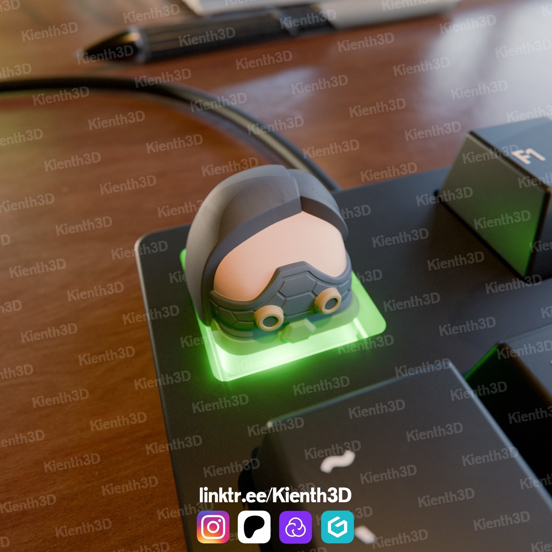 Viper Valorant Keycap 3D print model_1