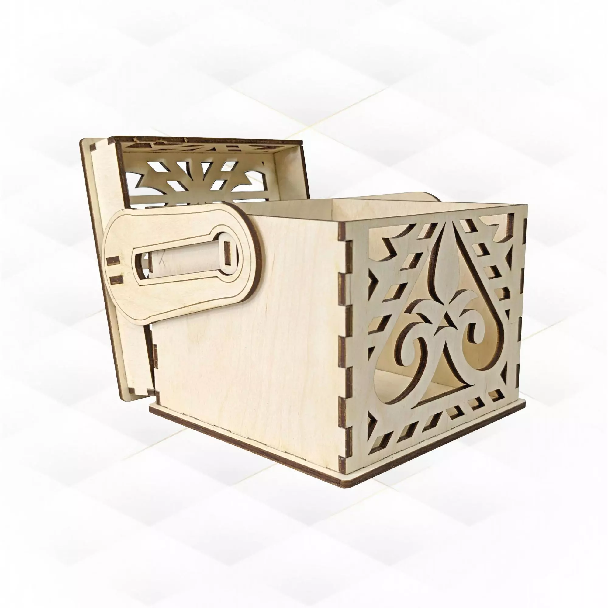 Gift jewelry box with turn lid laser cut files 3D print model