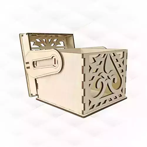 Gift jewelry box with turn lid laser cut files 3D print model