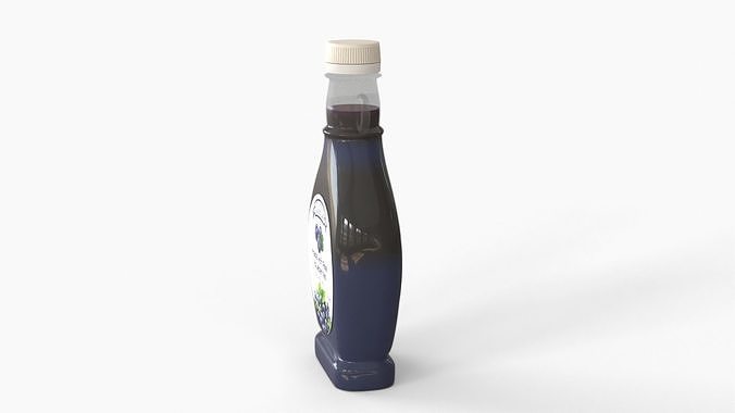 Berry syrup glass bottle 3D model 2