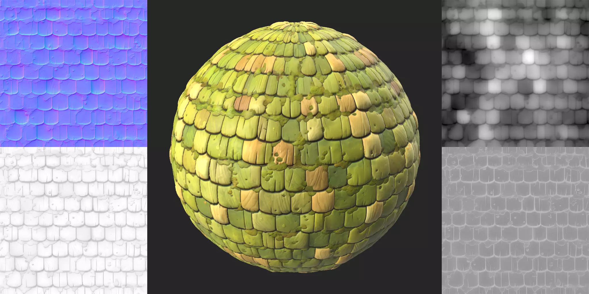 2d Hand Painted Green Wooden Roof 2 Texture_0