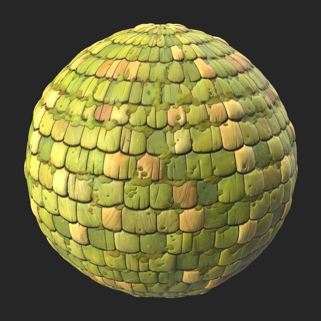 2d Hand Painted Green Wooden Roof 2 Texture_2