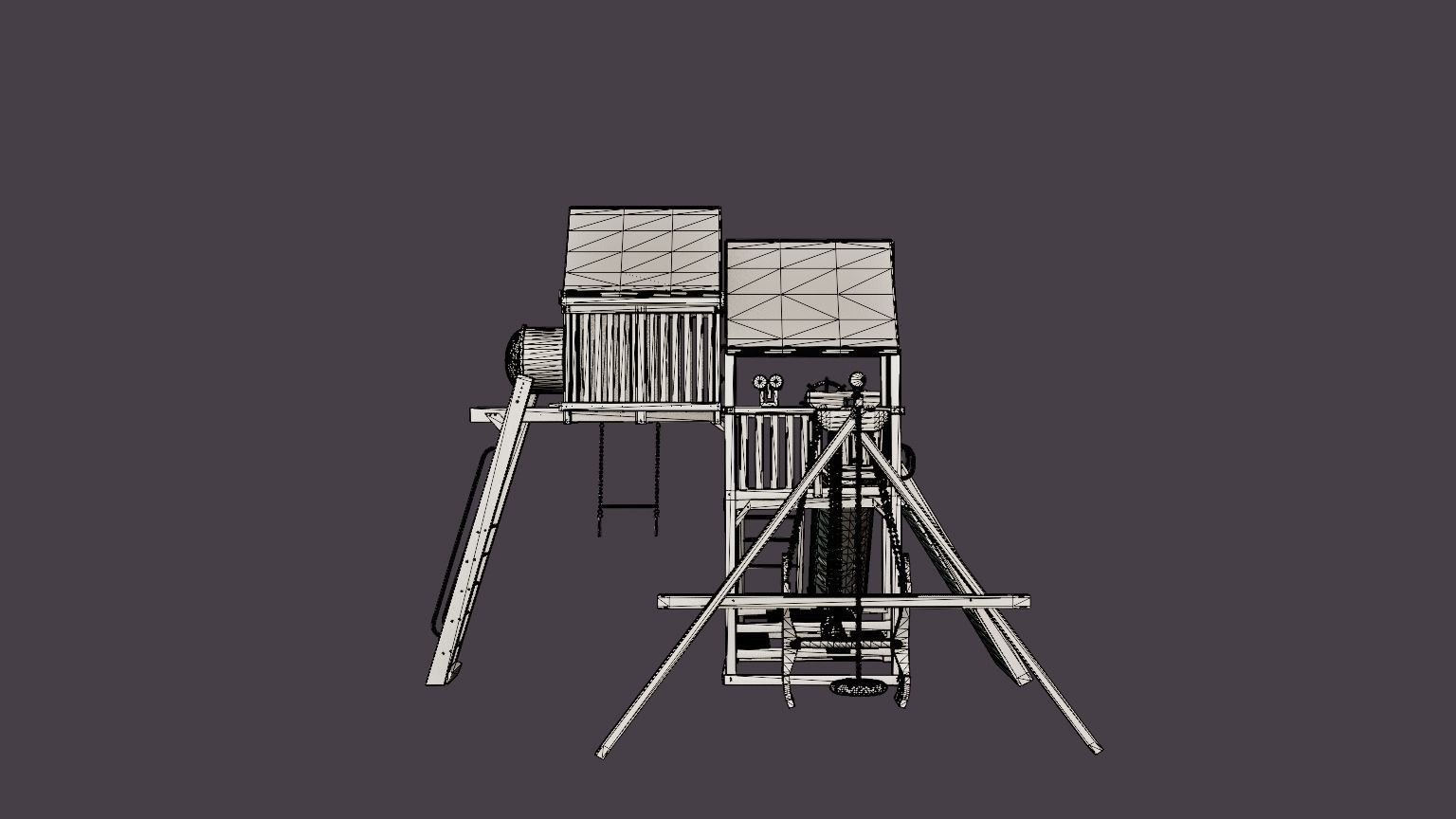 Sunshine Clubhouse Pkg IV Tons of Bells Whistles With Tarp Low-poly 3D model_7