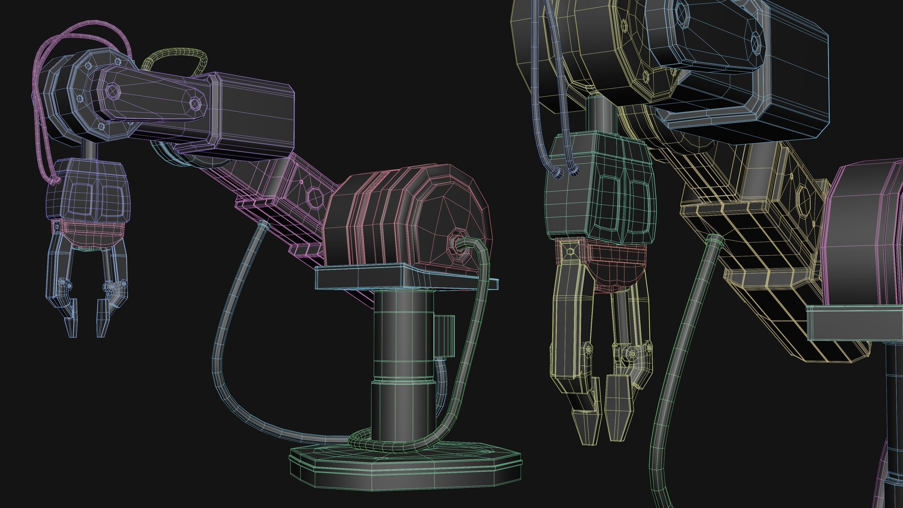 Mechanical arm Low-poly 3D model_7