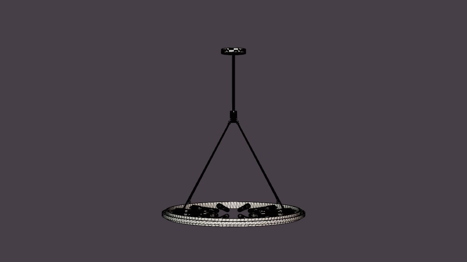 Chambers Chandelier - Black with Gold finish Low-poly 3D model_5