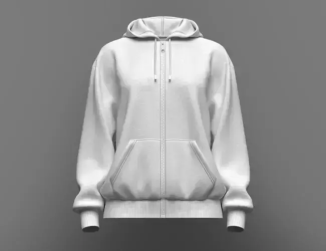 Womens Front Zip Hoodie Oversized Set in 3d Model
