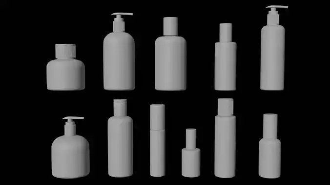 Cosmetic bottle set Low-poly 3D model