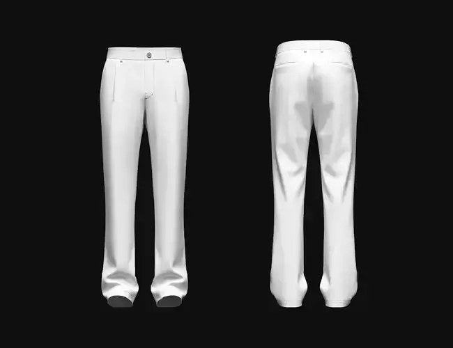 Mens Single Pleate Pants 3d Model