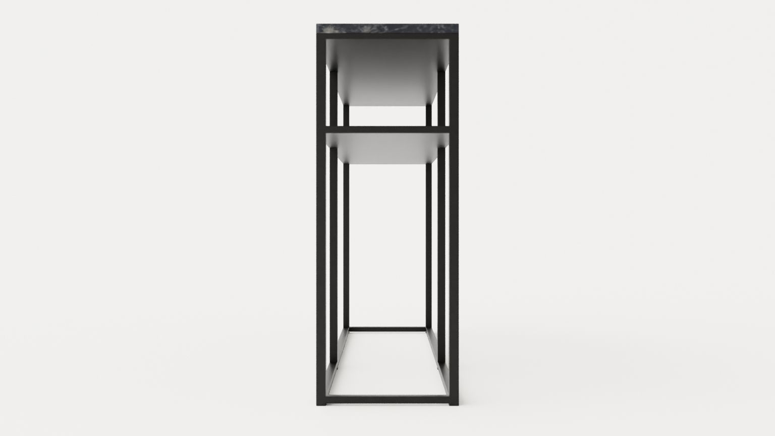 Midtown console table with shelf gray marble Low-poly 3D model_2