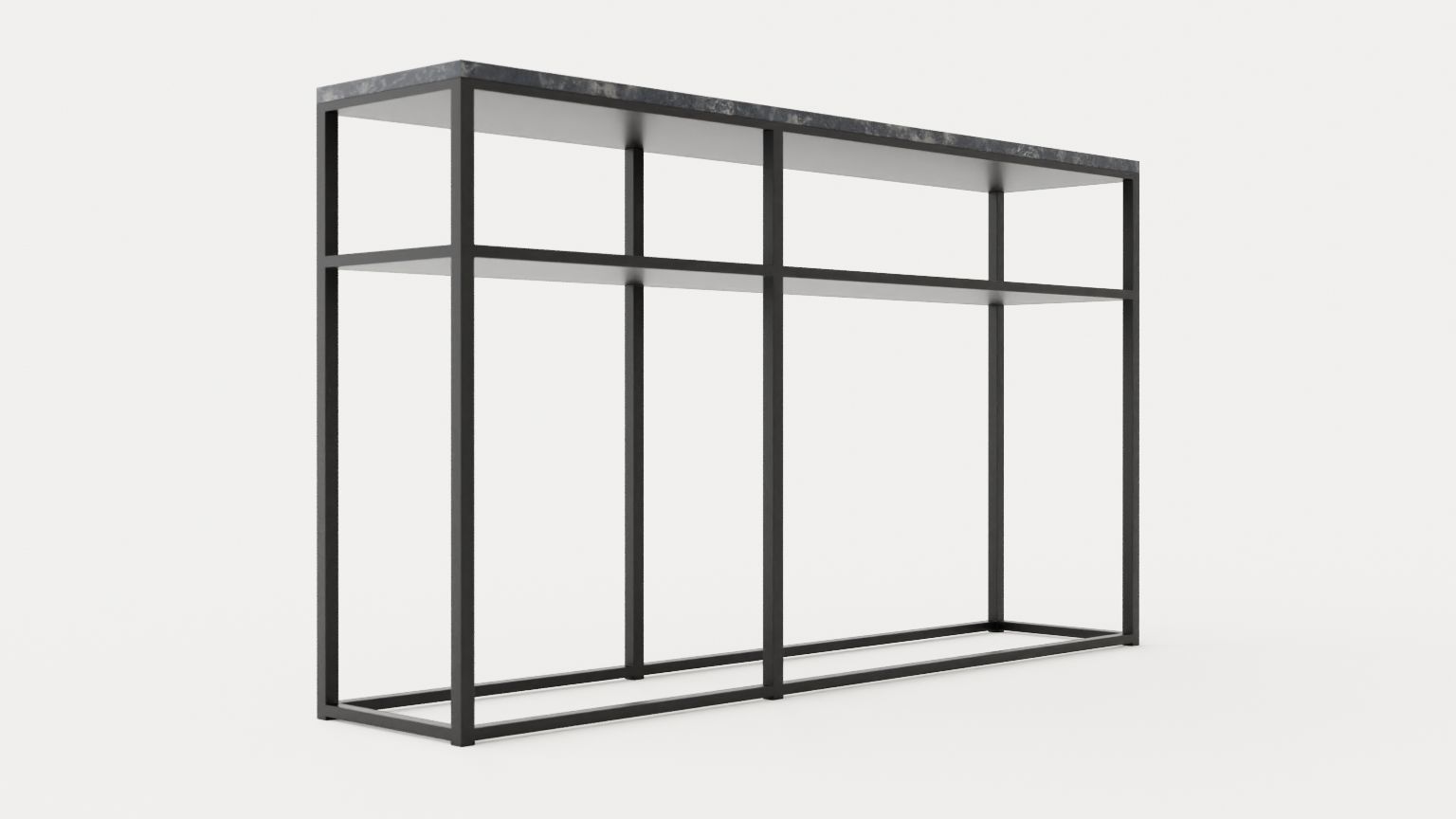 Midtown console table with shelf gray marble Low-poly 3D model_1