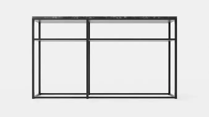 Midtown console table with shelf gray marble