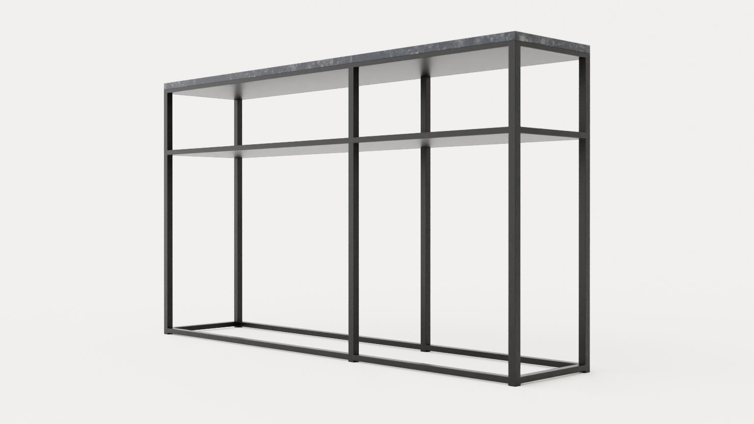 Midtown console table with shelf gray marble Low-poly 3D model_3