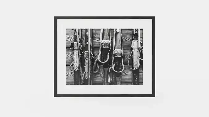 Father s ski - Black and white photograph printed on photo paper Low-poly 3D model