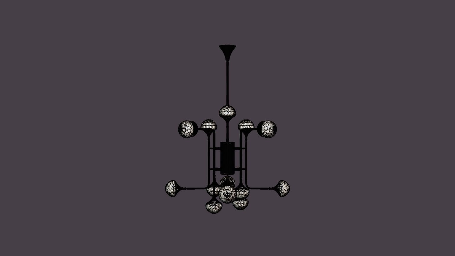 Fleming Chandelier - Gold Low-poly 3D model_4