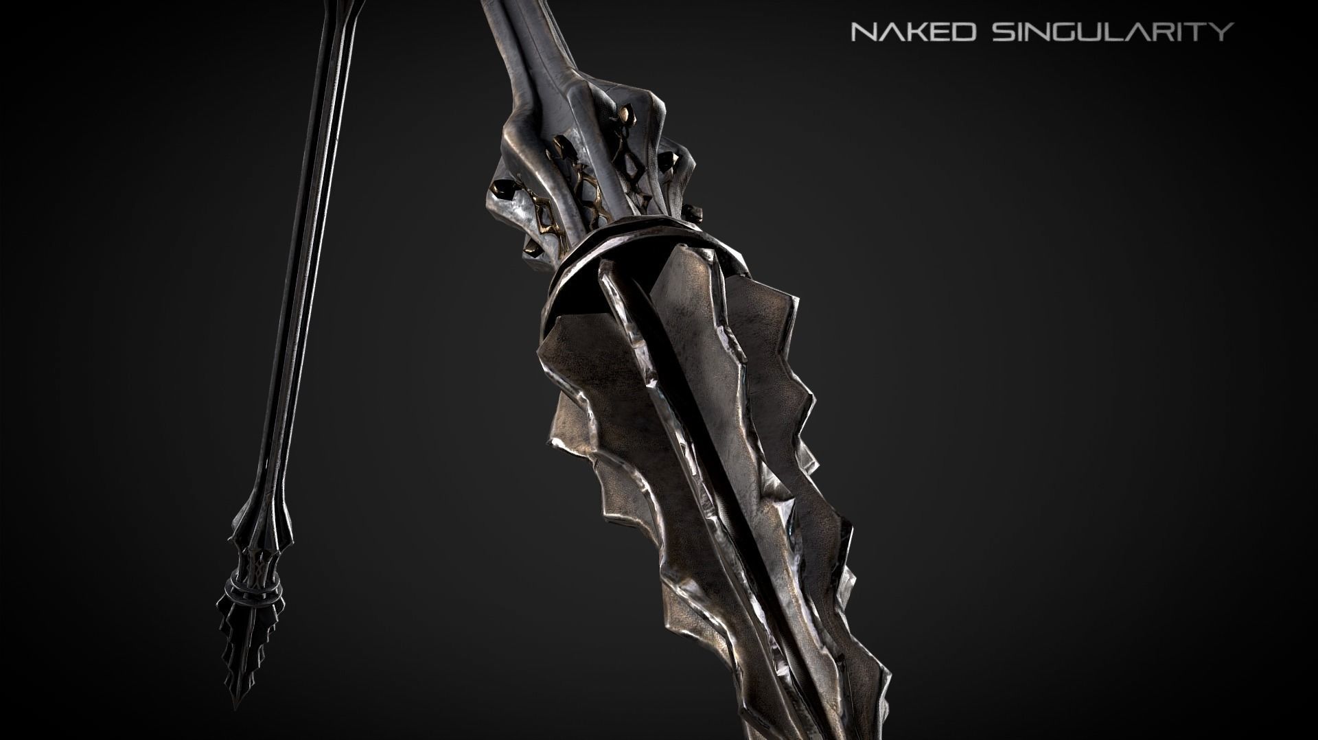 Dark halberd Medieval dark fantasy weapon Low-poly 3D model_5