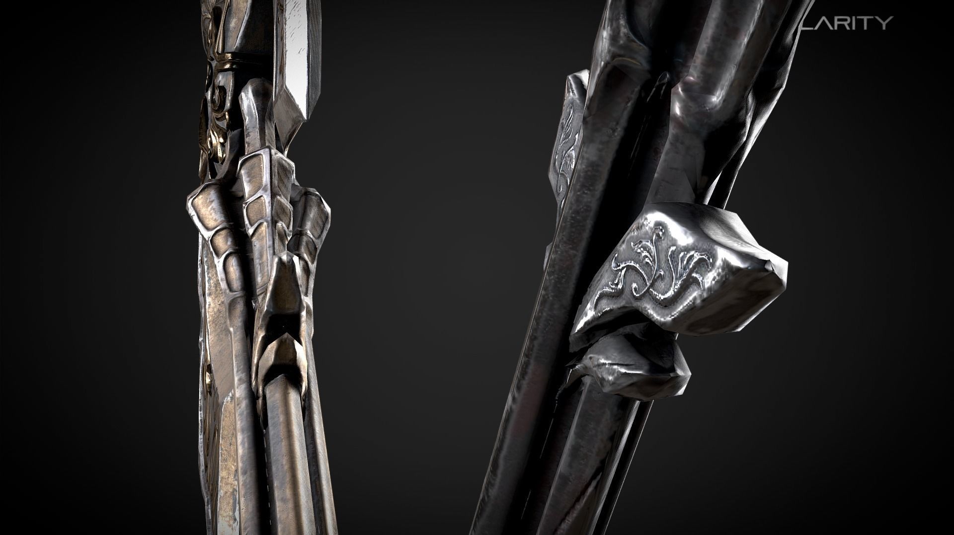 Dark halberd Medieval dark fantasy weapon Low-poly 3D model_7