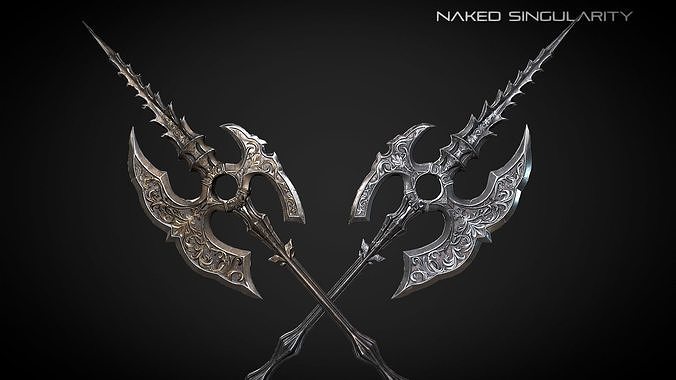 Dark halberd Medieval dark fantasy weapon Low-poly 3D model