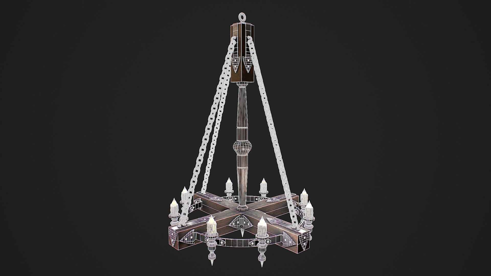 Forged chandelier 1 3D model Low-poly 3D model_4