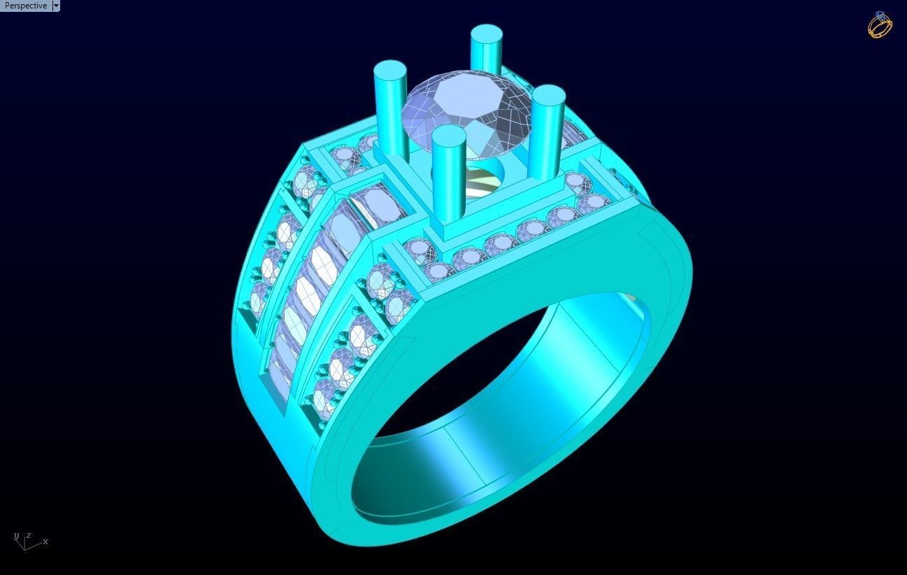 Diamond Ring - Mens Rings - N229458 3D print model_9