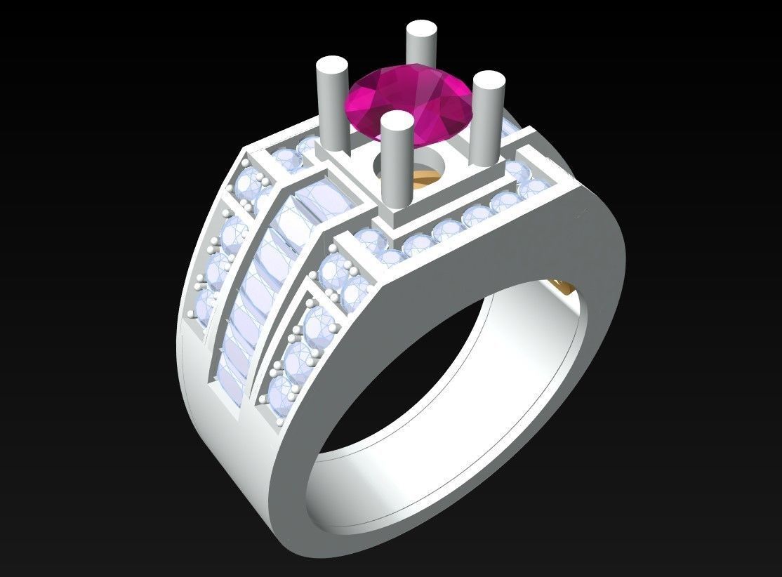 Diamond Ring - Mens Rings - N229458 3D print model_3