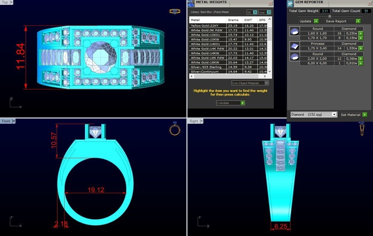 Diamond Ring - Mens Rings - N229458 3D print model_7