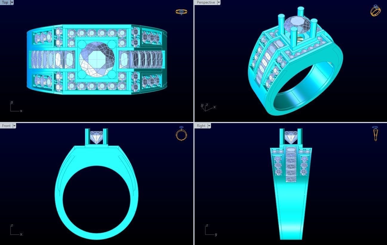 Diamond Ring - Mens Rings - N229458 3D print model_10