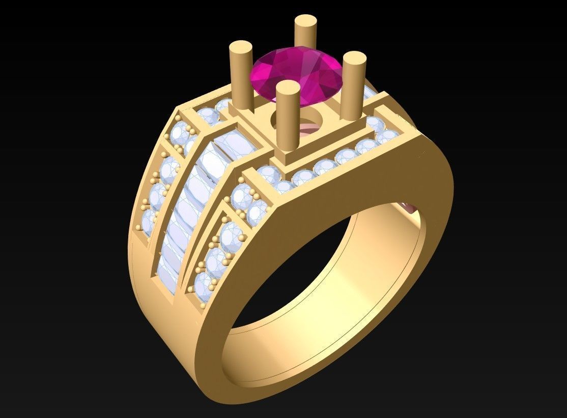 Diamond Ring - Mens Rings - N229458 3D print model_2