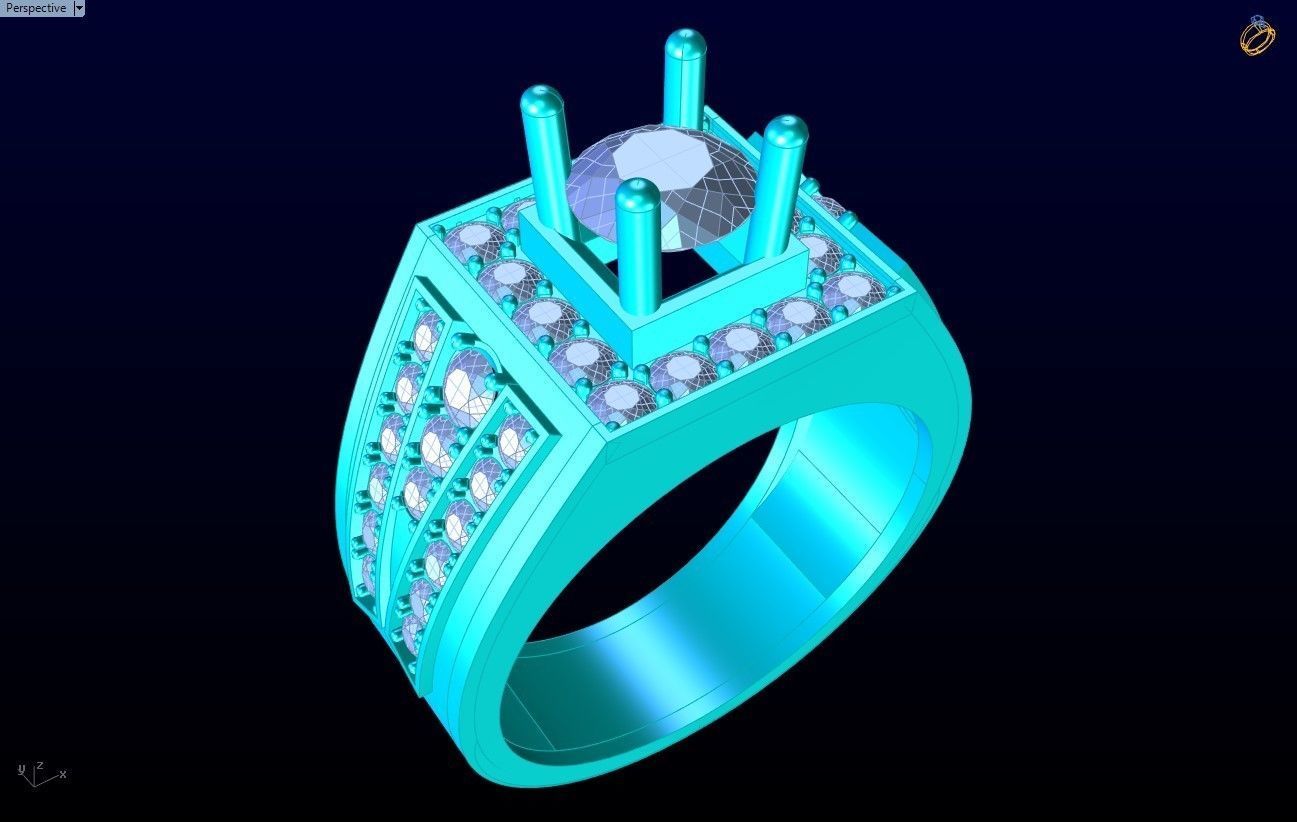 Diamond Ring - Mens Rings - N229904 3D print model_9