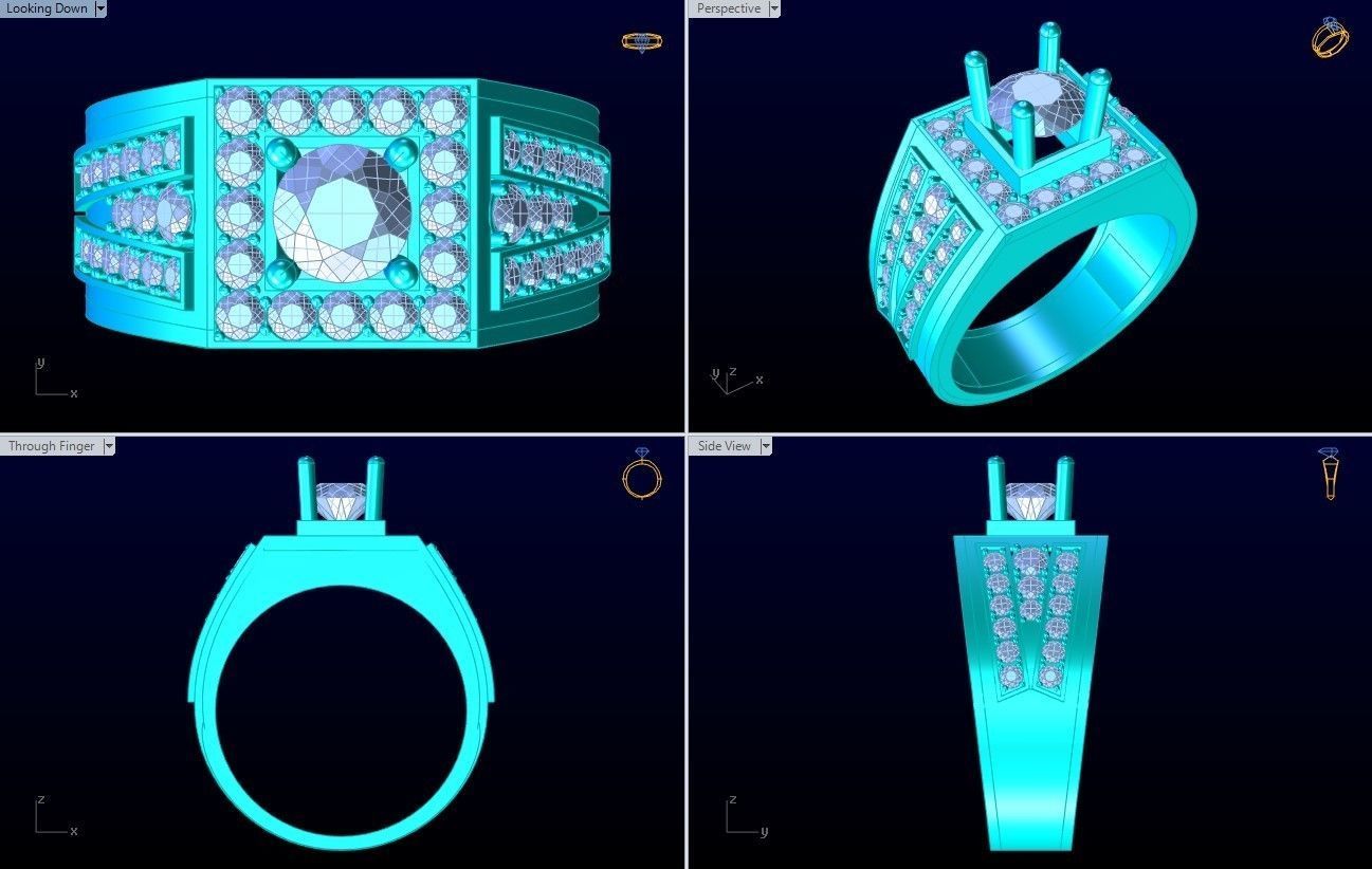Diamond Ring - Mens Rings - N229904 3D print model_10
