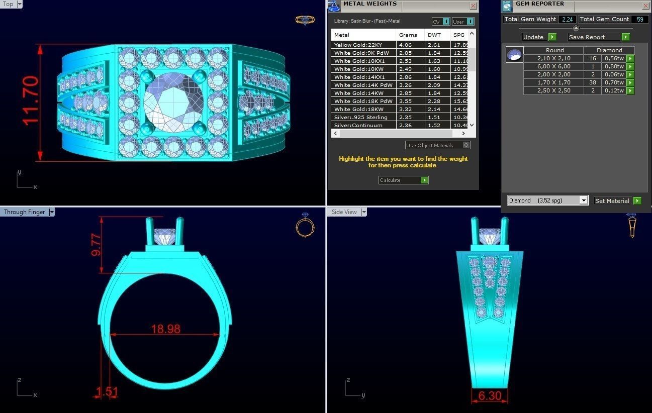 Diamond Ring - Mens Rings - N229904 3D print model_7