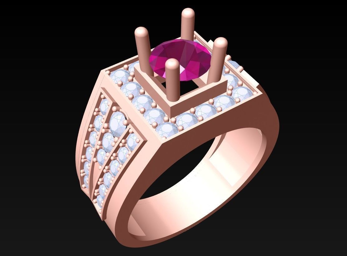Diamond Ring - Mens Rings - N229904 3D print model_1