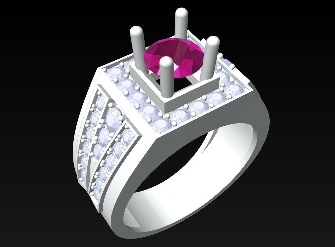 Diamond Ring - Mens Rings - N229904 3D print model_3