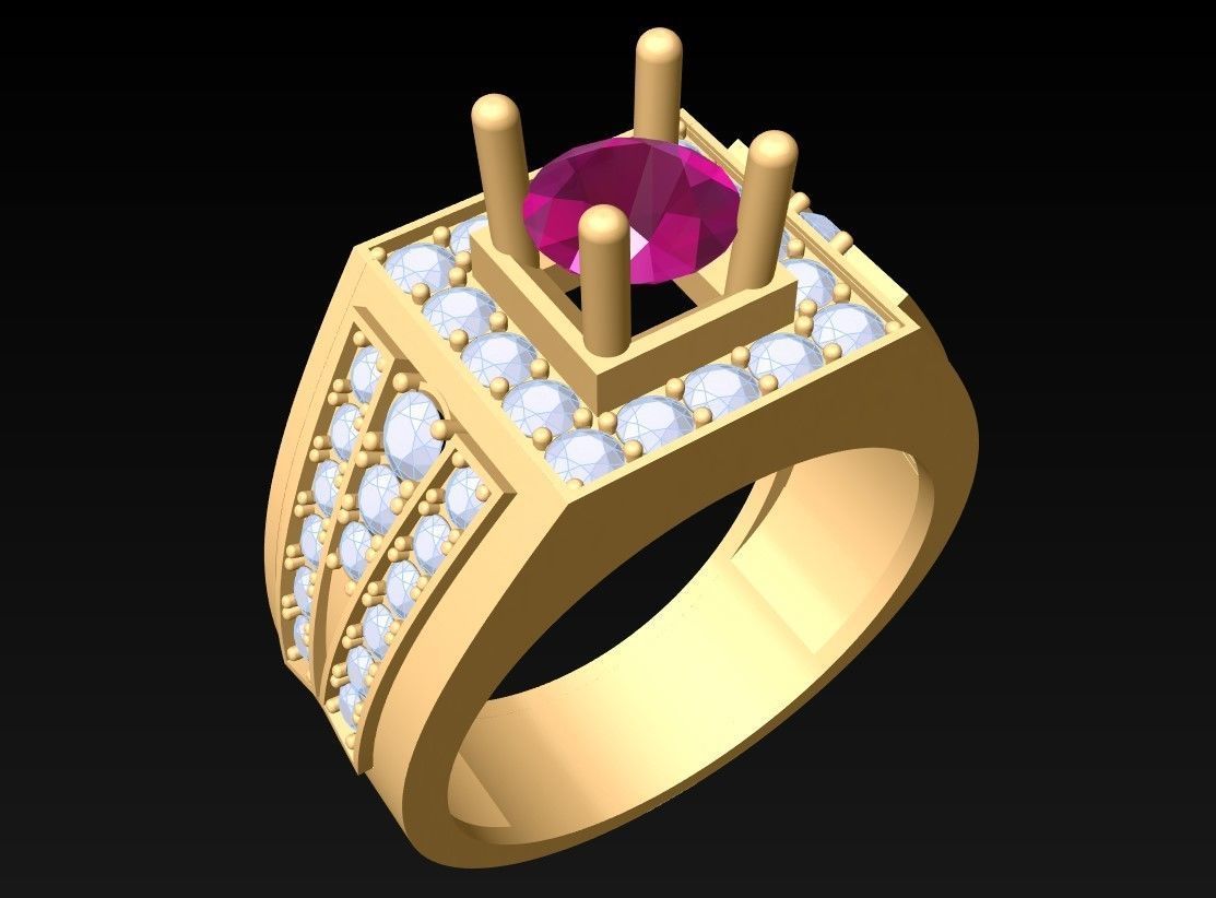 Diamond Ring - Mens Rings - N229904 3D print model_2