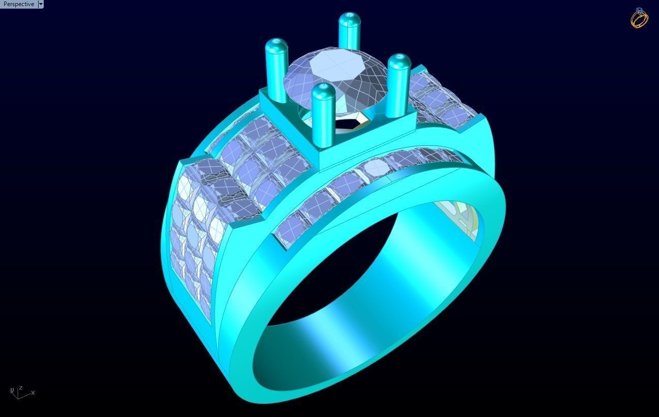 Diamond Ring - Mens Rings - N229918 3D print model_9