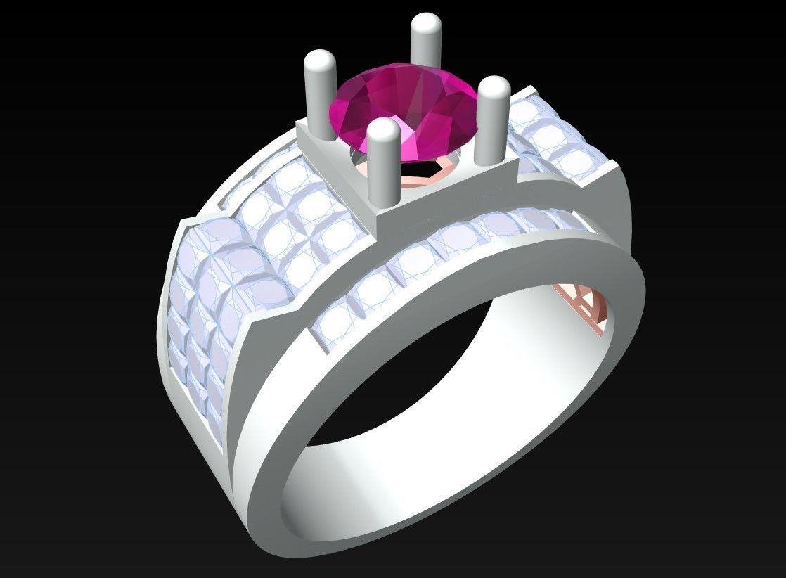 Diamond Ring - Mens Rings - N229918 3D print model_3