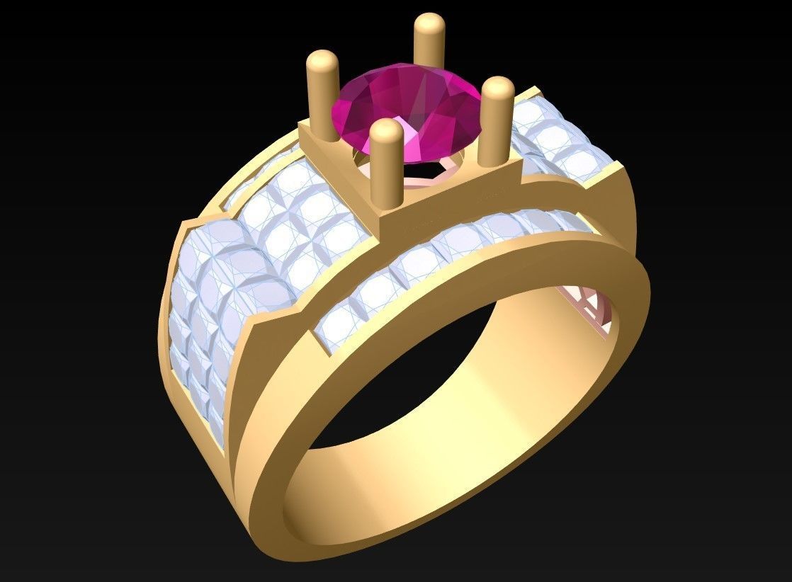 Diamond Ring - Mens Rings - N229918 3D print model_2